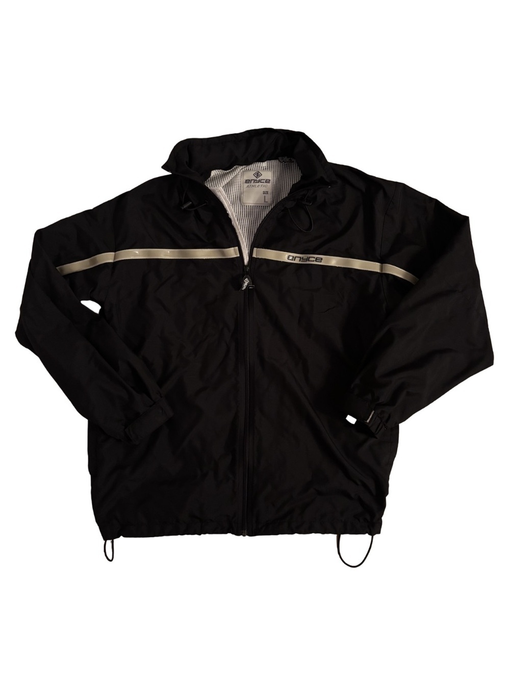 Enyce Y2K Windbreaker Jacket - Black with Reflective Stripe